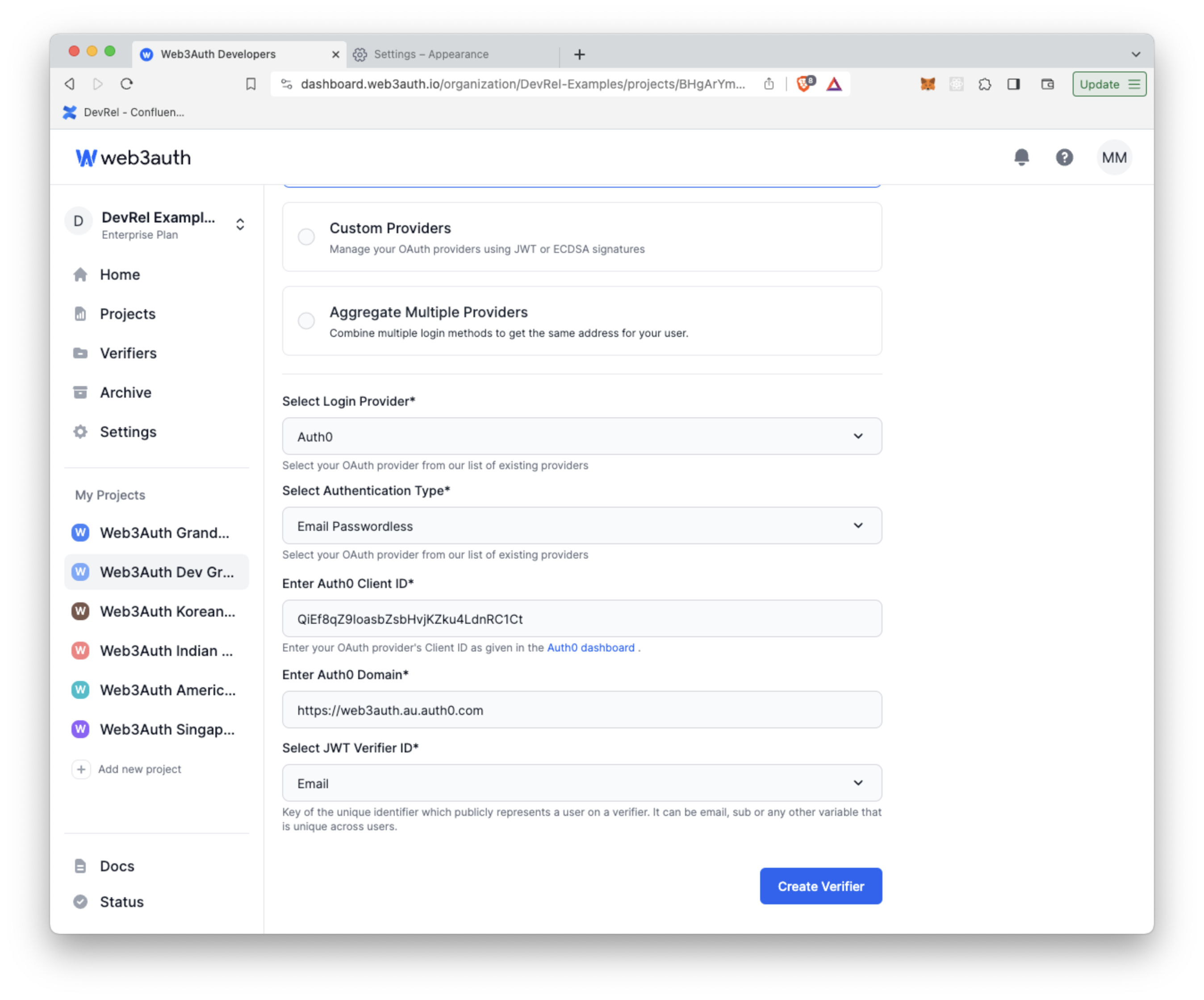 Create Email Passwordless Verifier