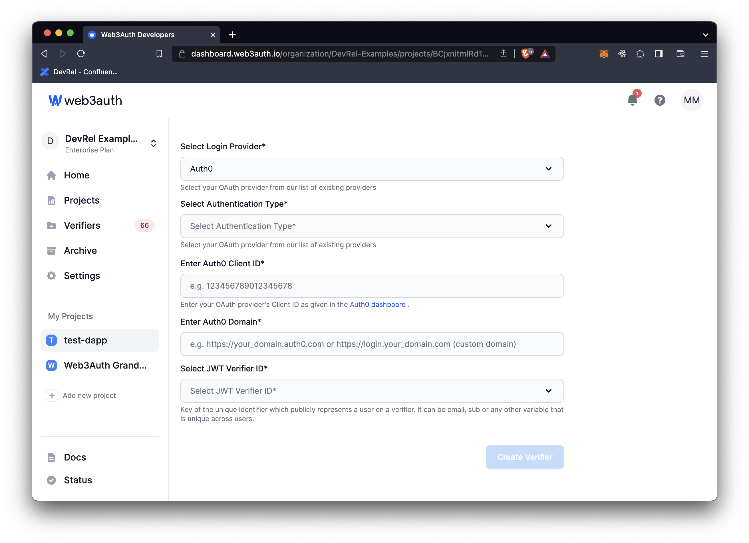 GitHub - Auth0 Client ID and Auth0 Domain on Web3Auth Dashboard